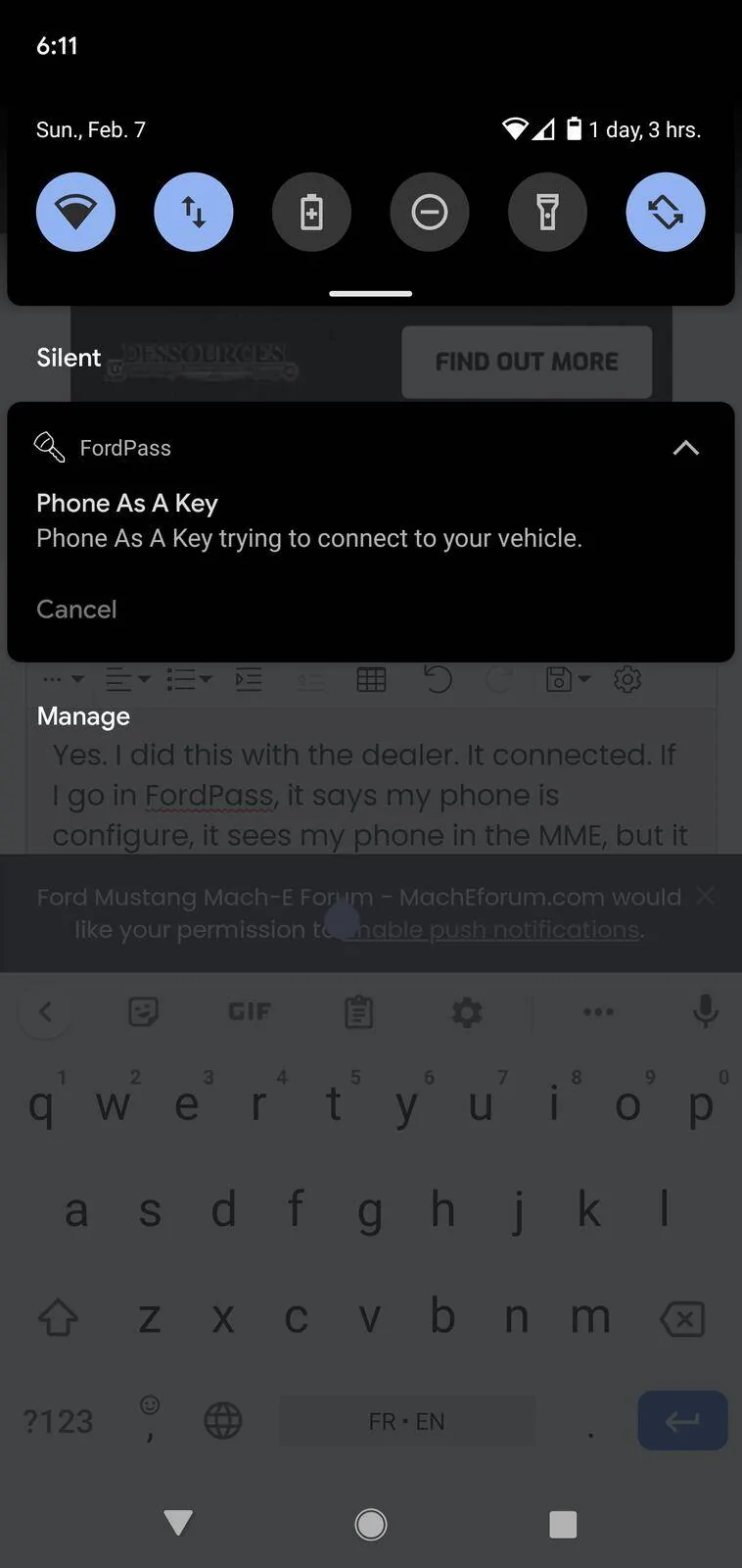 Ford Mustang Mach-E Having weird issues with FordPass and Android Phone. Screenshot_20210207-181111