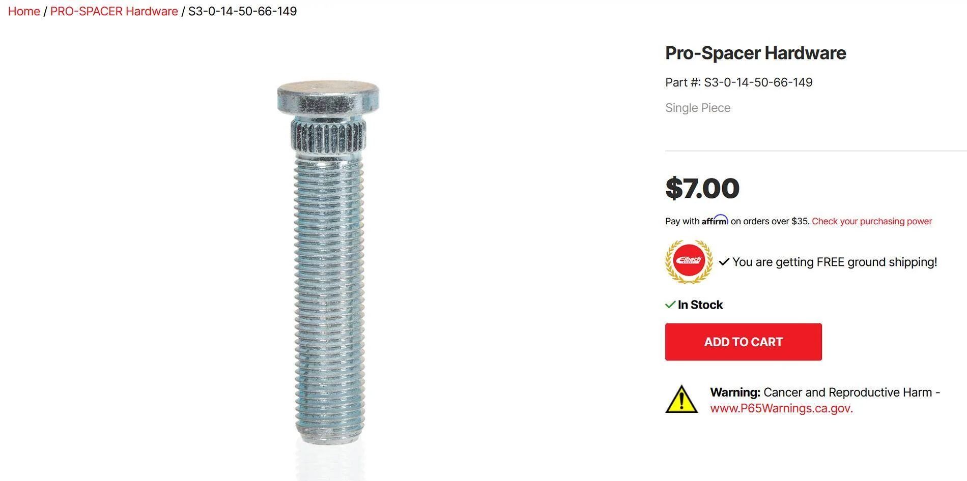 Ford Mustang Mach-E Longer Lug Stud for MME eibach lug