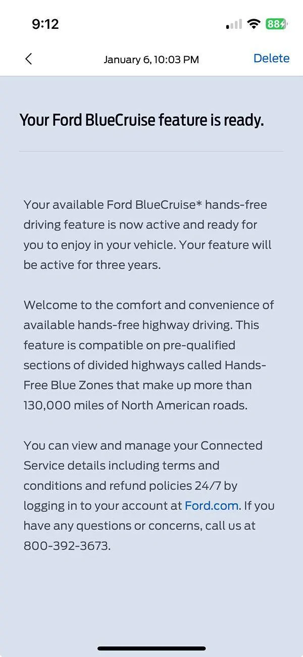 Ford Mustang Mach-E Bought used 2022 GTPE 2 day ago, Says I have blue cruise for 3 years in app? blue cruis