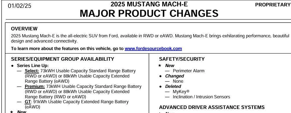 Ford Mustang Mach-E 2025 Mach-E Order Guide Mach-E bat ca