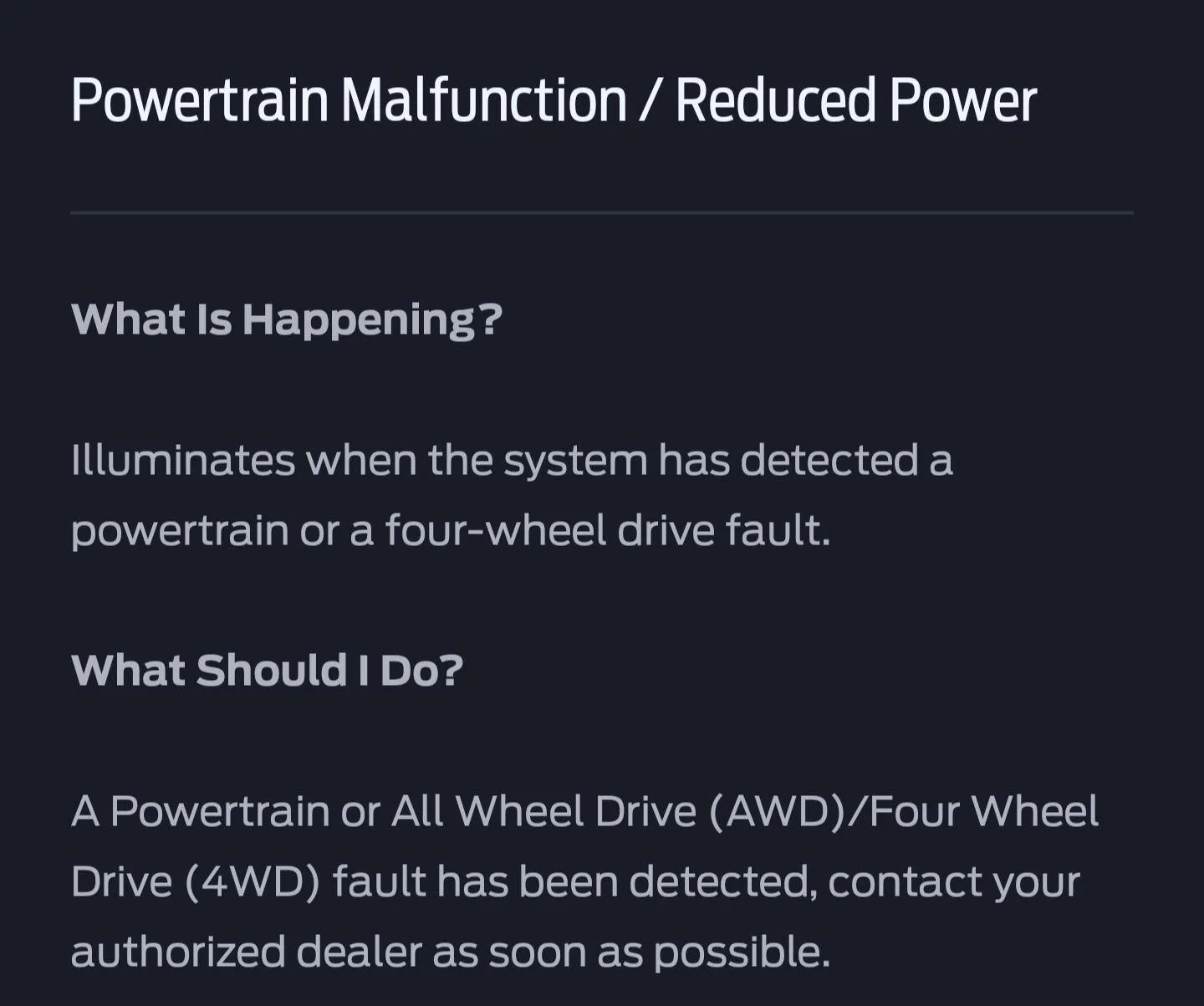 Ford Mustang Mach-E High Voltage Battery Warning+Powertrain Malfunction 1000027324