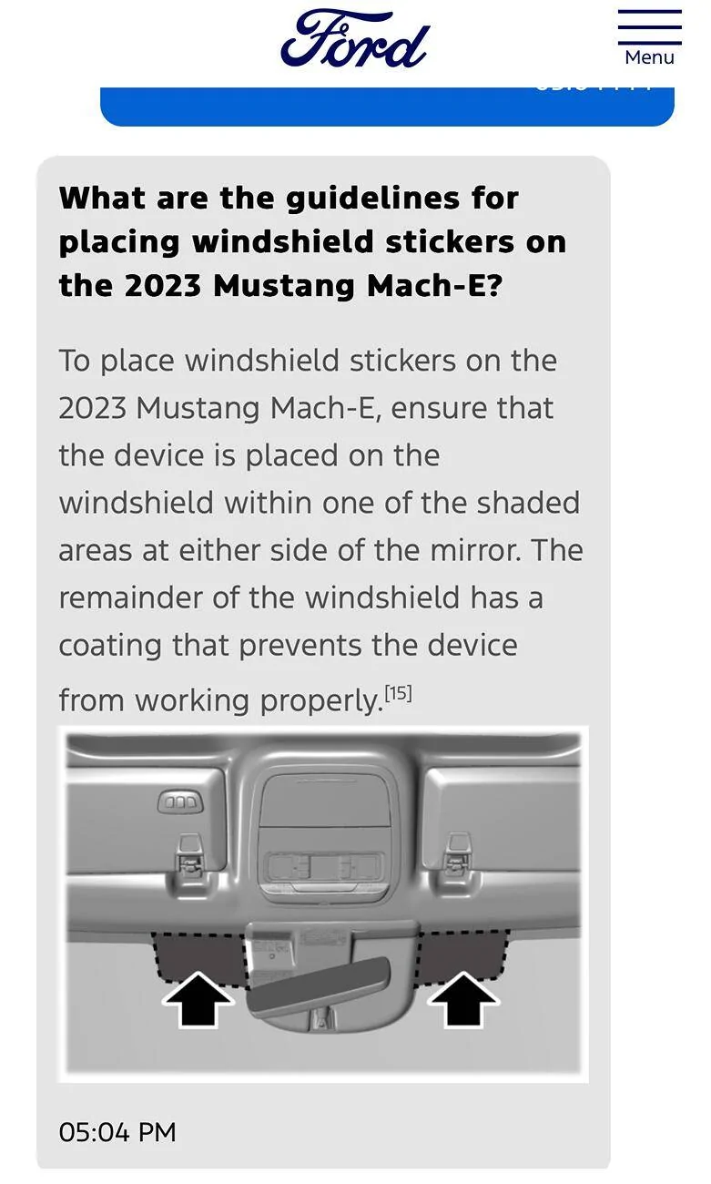 Ford Mustang Mach-E RFID stickers not working, being blocked by car.  Is there a good location? 1737410716465-kx