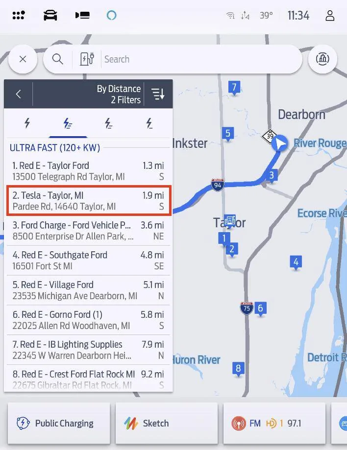 Ford Mustang Mach-E Announcing: Tesla Superchargers + Connected Navigation 04 - Tesla In List