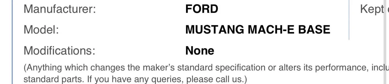 Ford Mustang Mach-E Car’s description query IMG_9610