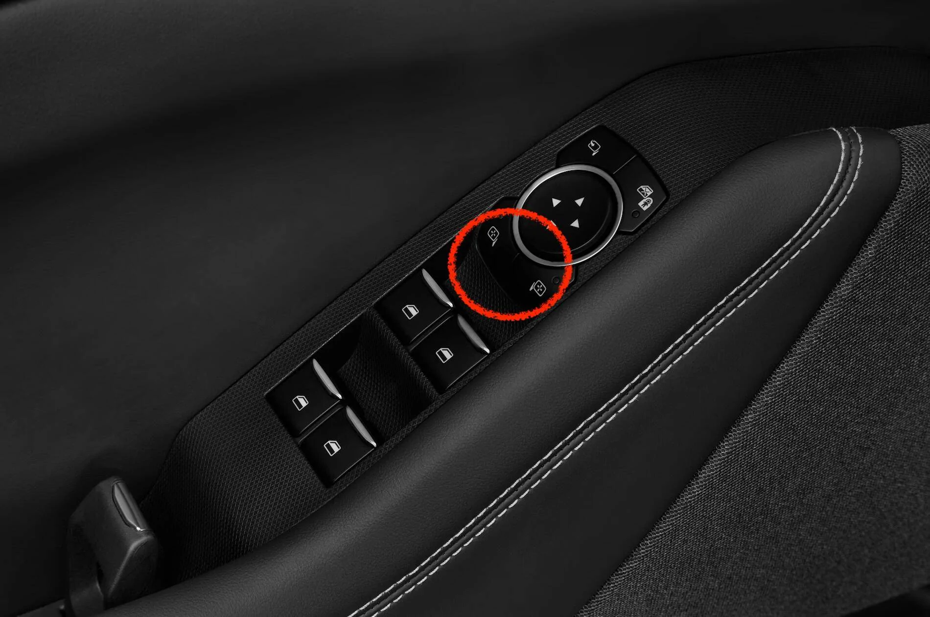 Ford Mustang Mach-E What do these two buttons do???  Drivers side under the mirror controls? 2022-ford-mustang-mach-e-premium-4wd-suv-door-controls copy