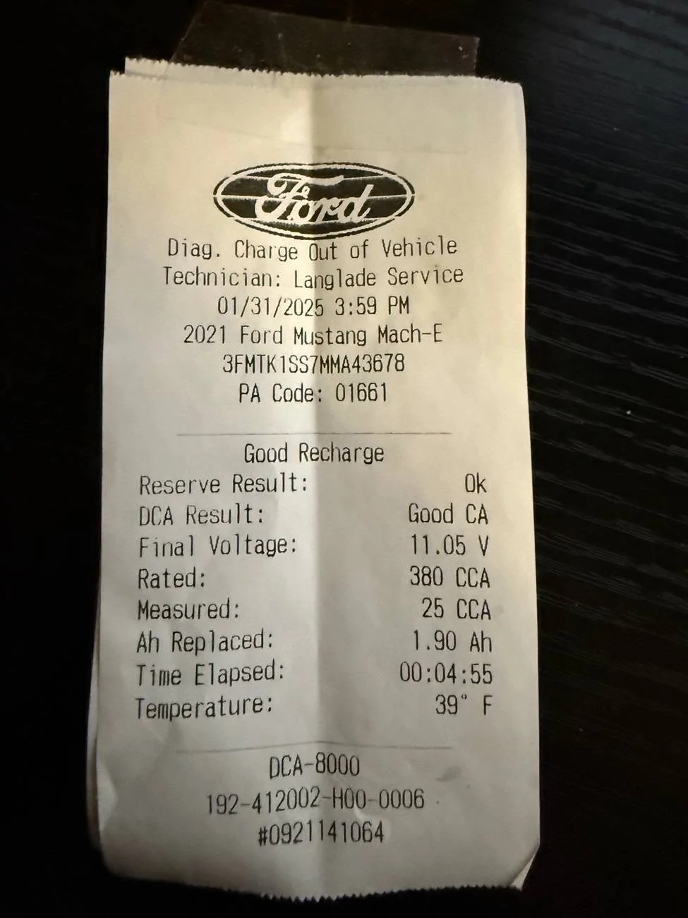 Ford Mustang Mach-E 12v Battery IMG_5322