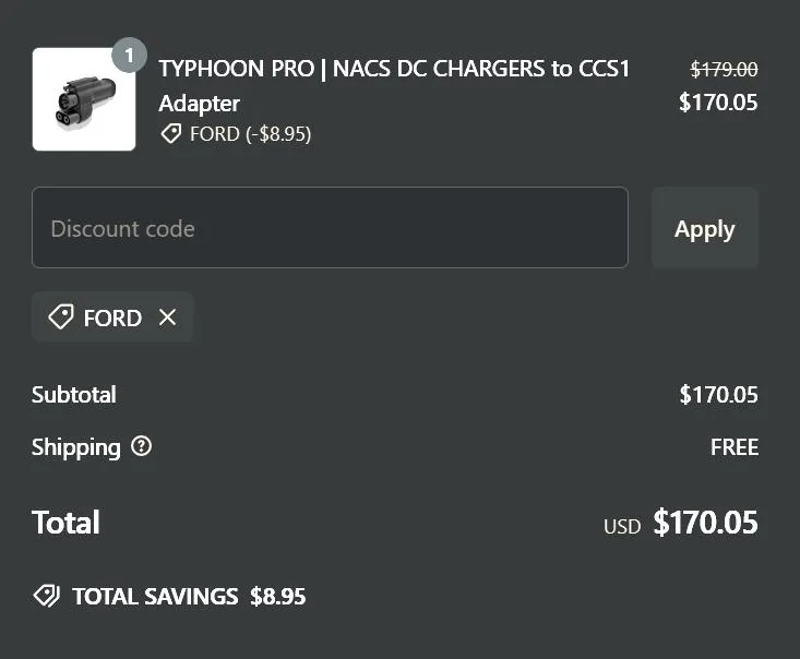 Ford Mustang Mach-E A2Z Adapter discount code? 1737918061108-wc (1)