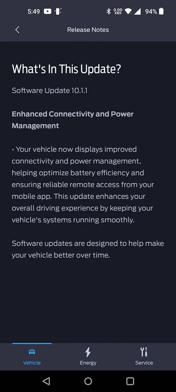 Ford Mustang Mach-E Software Update 10.1.1 M-2025-02-11