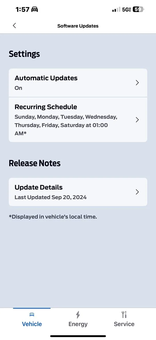Ford Mustang Mach-E What is the latest OTA update IMG_1377