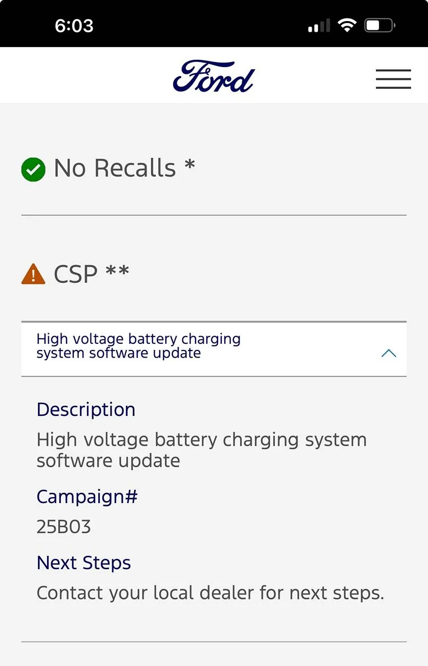 Ford Mustang Mach-E Customer Satisfaction Program: 25B03 Certain 2024MY 12v battery full or partial drain IMG_4457