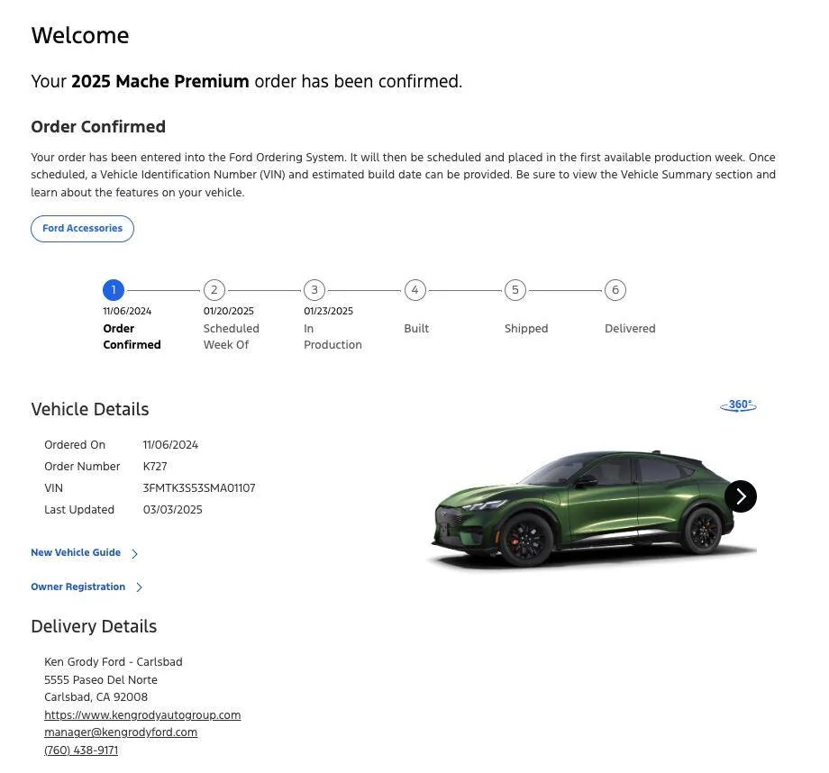 Ford Mustang Mach-E List of 2025 Orders and Times Screenshot 2025-03-11 at 12.18.25 AM