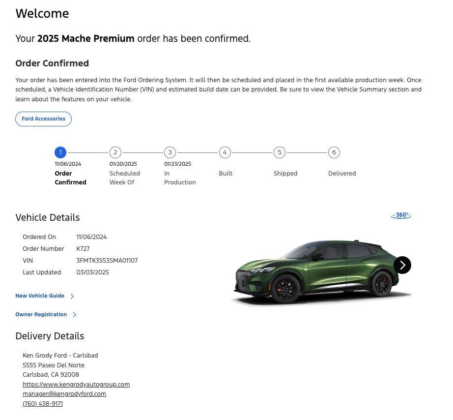 Ford Mustang Mach-E List of 2025 Orders and Times Screenshot 2025-03-13 at 12.15.25 AM