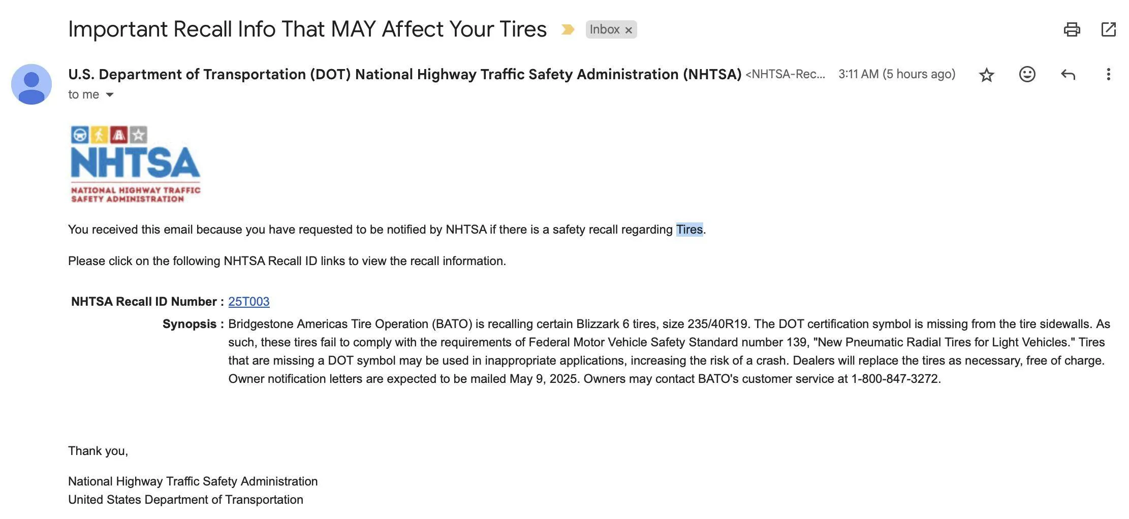 Ford Mustang Mach-E Bridgestone Blizzark recall Bridgestone recall