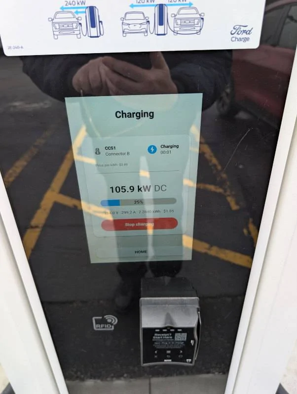 Ford Mustang Mach-E First charge at Ford Charge and Google Maps preconditioning BowNH3