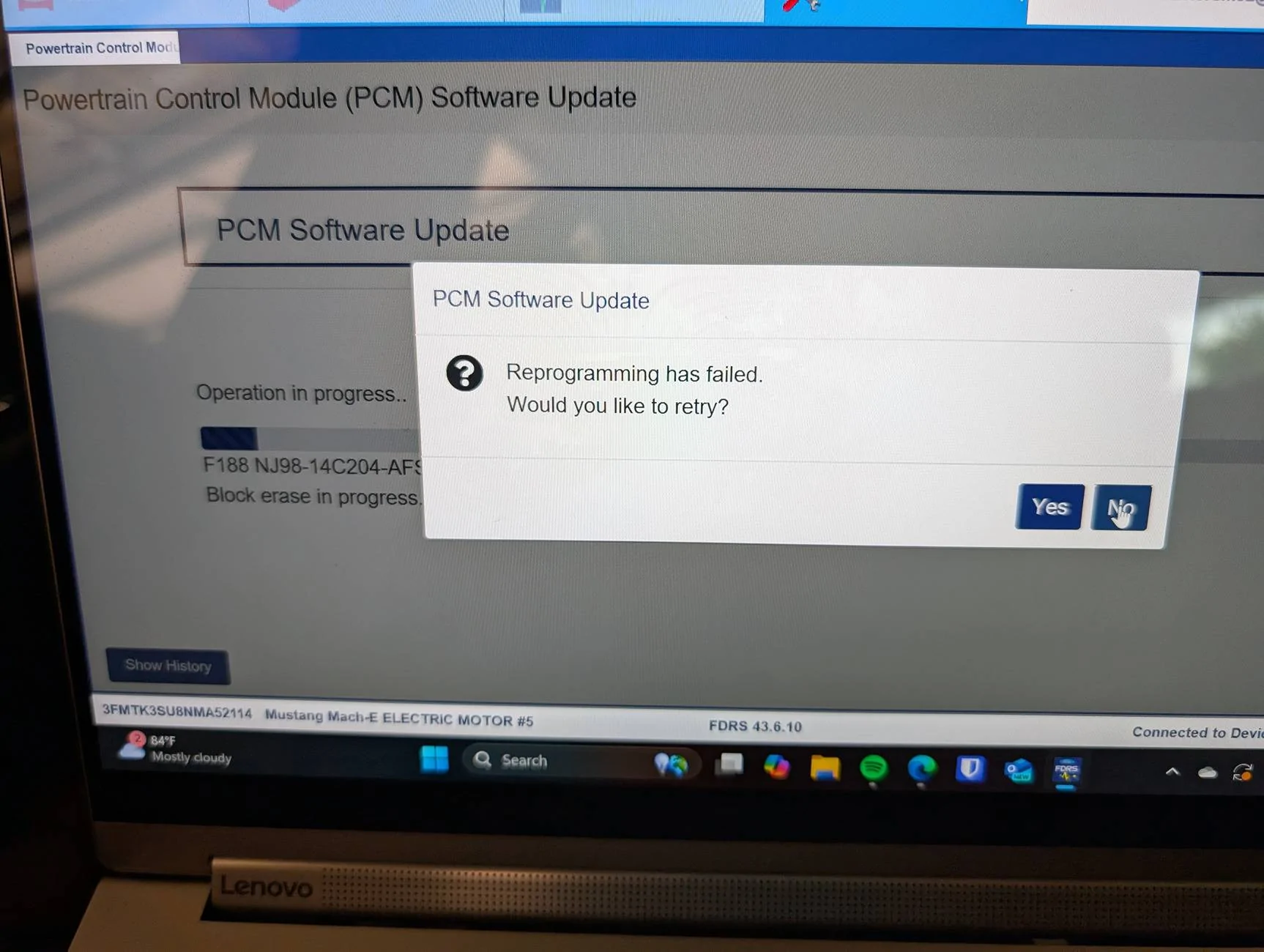 Ford Mustang Mach-E FDRS - PCM reprogramming has failed PXL_20250322_170206392.MP