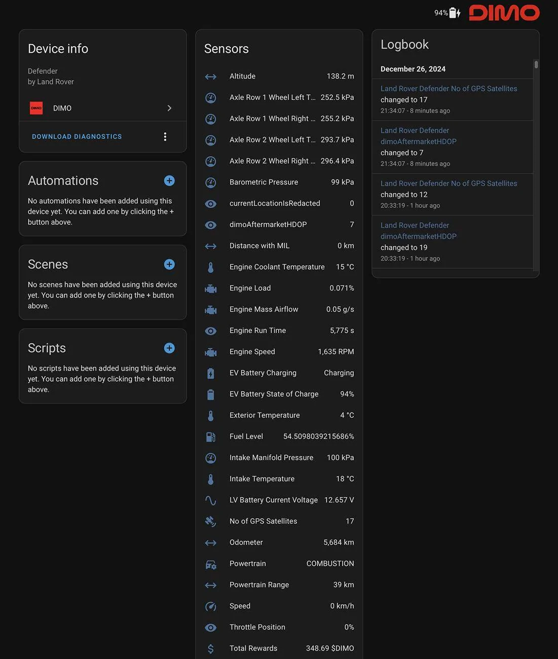 Ford Mustang Mach-E DIMO + Home Assistant = data galore! screenshot