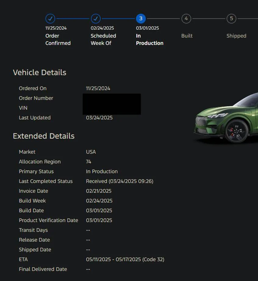 Ford Mustang Mach-E List of 2025 Orders and Times 1742832303934-y8