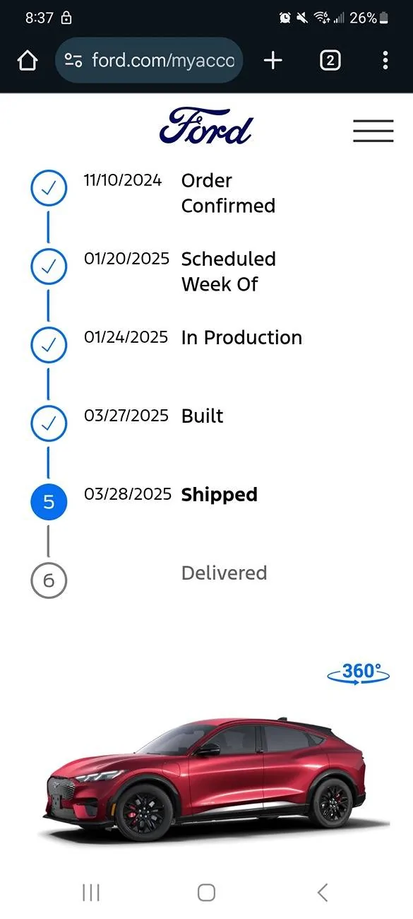 Ford Mustang Mach-E List of 2025 Orders and Times Screenshot_20250328_083752_Chrome Beta