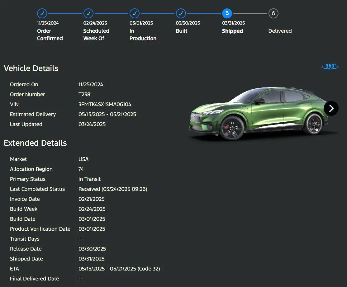 Ford Mustang Mach-E List of 2025 Orders and Times 1743429976596-r