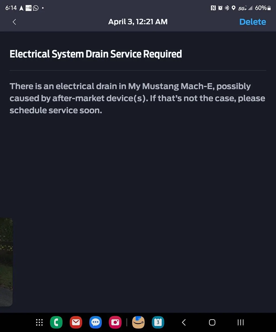 Ford Mustang Mach-E Electrical System Drain Message 1000036943