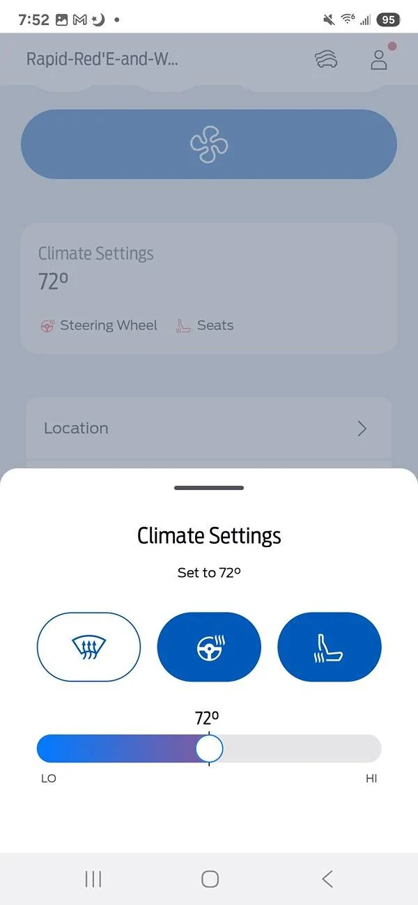 Ford Mustang Mach-E Ford App - New Start/Stop button Climate Settings