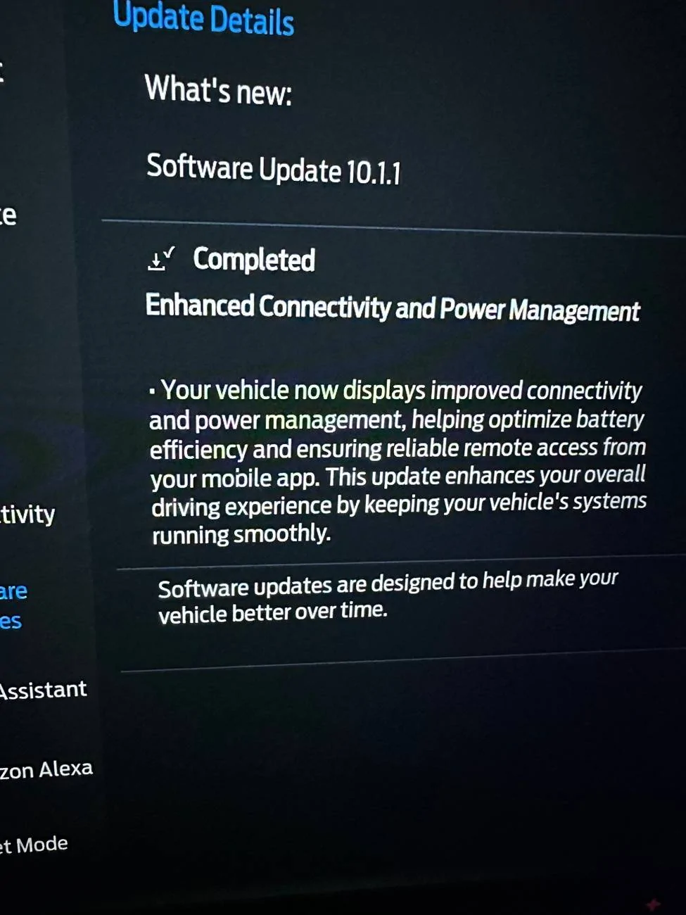 Ford Mustang Mach-E 2021 Job 1 (not EA) and I got 10.1 update last night! IMG_0282