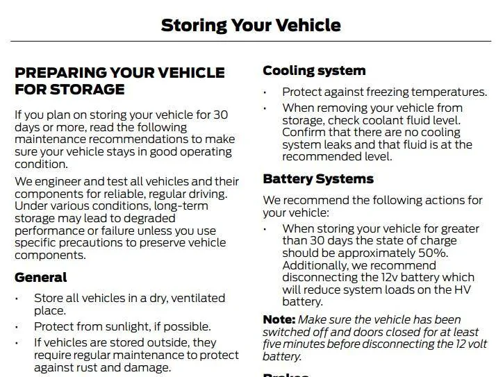 Ford Mustang Mach-E Parked for 4 weeks- What should I do? Storag