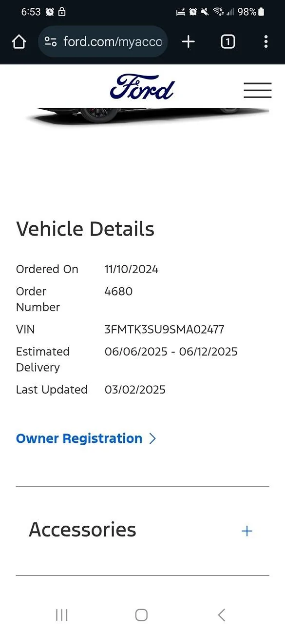 Ford Mustang Mach-E List of 2025 Orders and Times Screenshot_20250419_065349_Chrome Beta