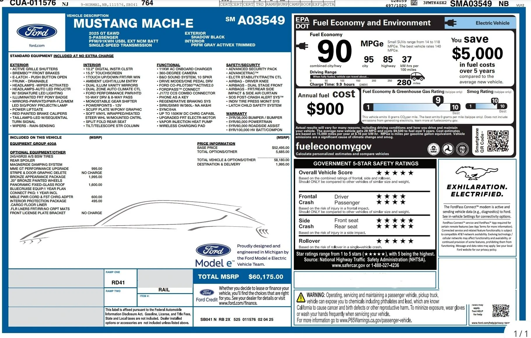 Ford Mustang Mach-E My 2025 Mach-E GT Performance - Black & Bronze Package 1000005021