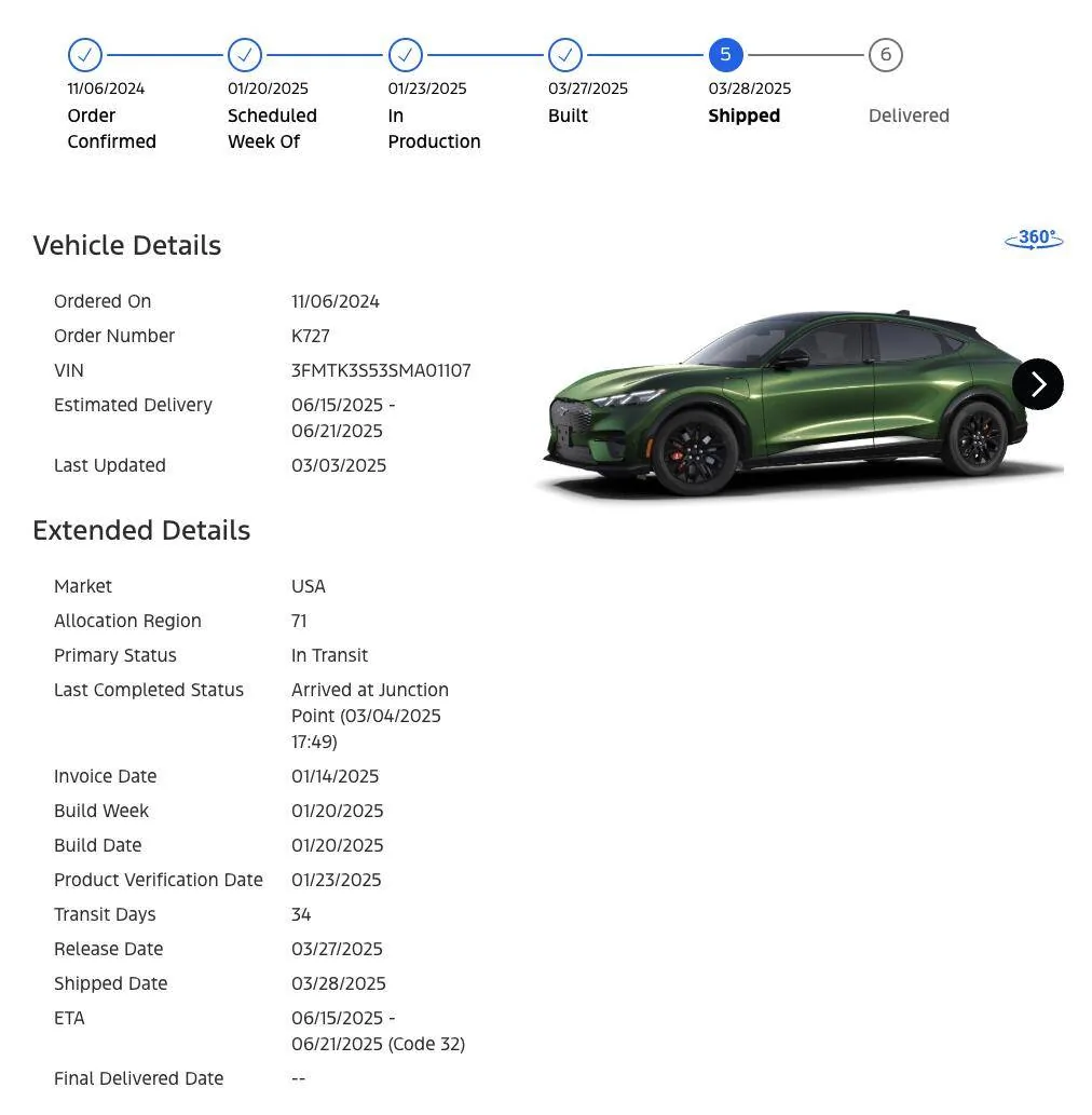 Ford Mustang Mach-E List of 2025 Orders and Times Screenshot 2025-04-29 at 11.01.07 PM
