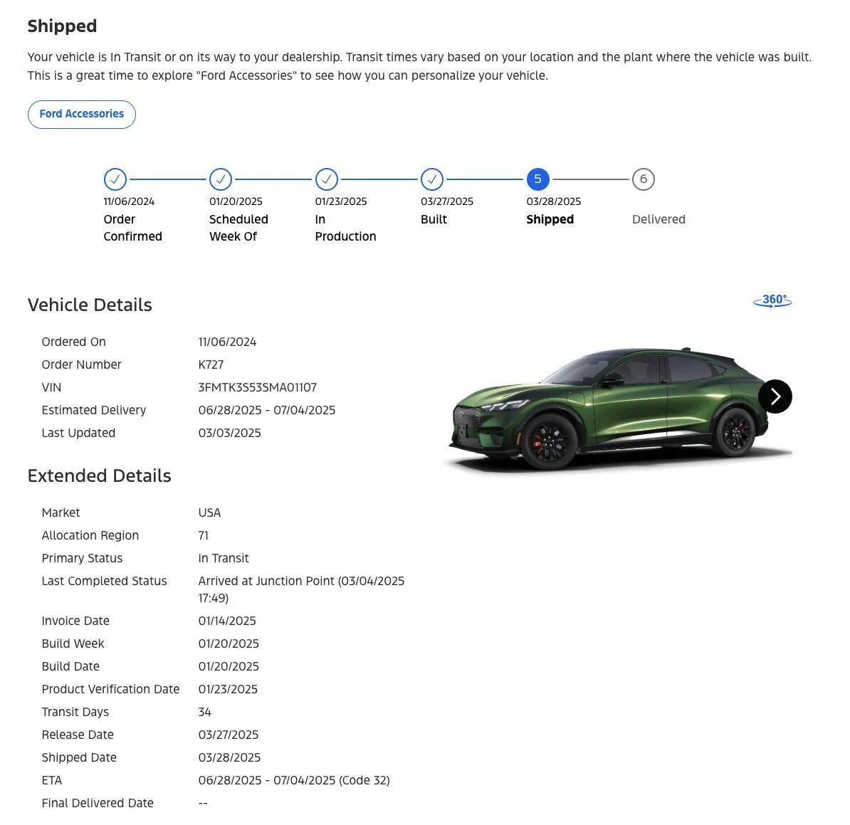 Ford Mustang Mach-E List of 2025 Orders and Times Screenshot 2025-05-13 at 10.42.12 PM
