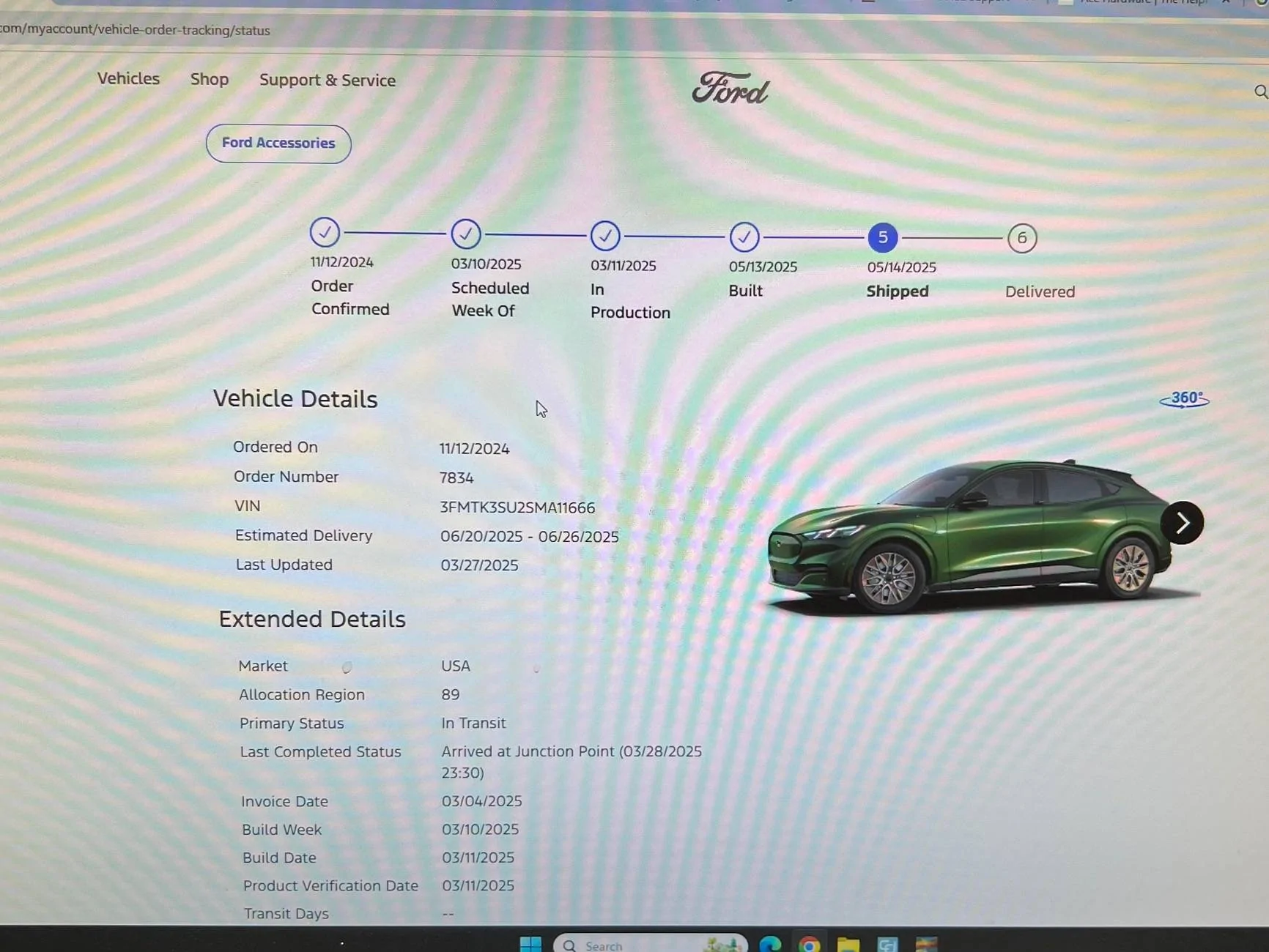 Ford Mustang Mach-E List of 2025 Orders and Times IMG_7633