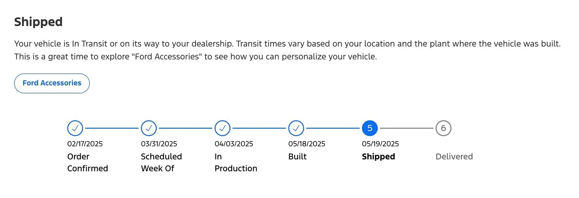 Ford Mustang Mach-E List of 2025 Orders and Times Screenshot 2025-05-19 at 8.10.18 AM
