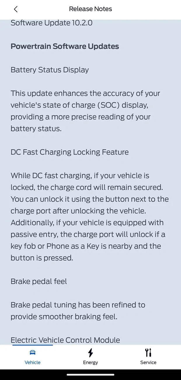 Ford Mustang Mach-E Received OTA 10.2.0 for 2024 SR RWD Premium 1000000476