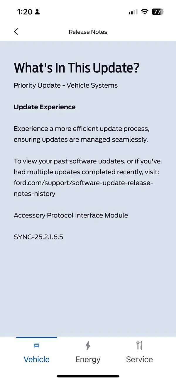 Ford Mustang Mach-E OTA Update:  SYNC-25.2.1.6.5 IMG_1183