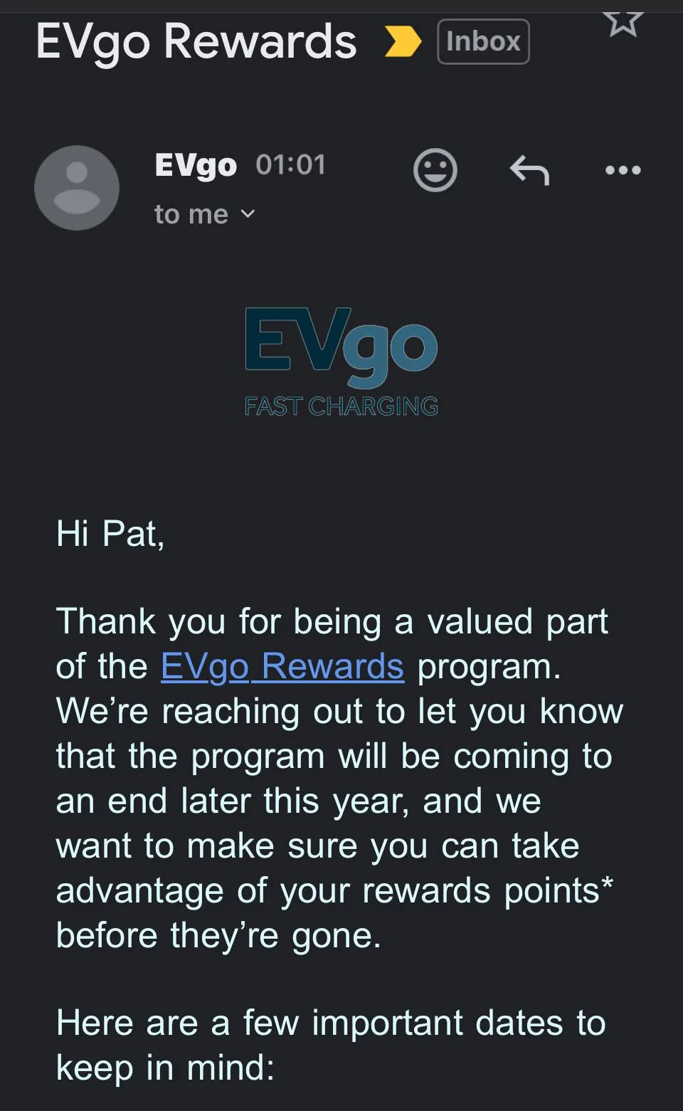 Ford Mustang Mach-E EVGo rewards and credits discontinued.  Deadline dates to know. Screenshot 2025-05-28 at 06.25.14