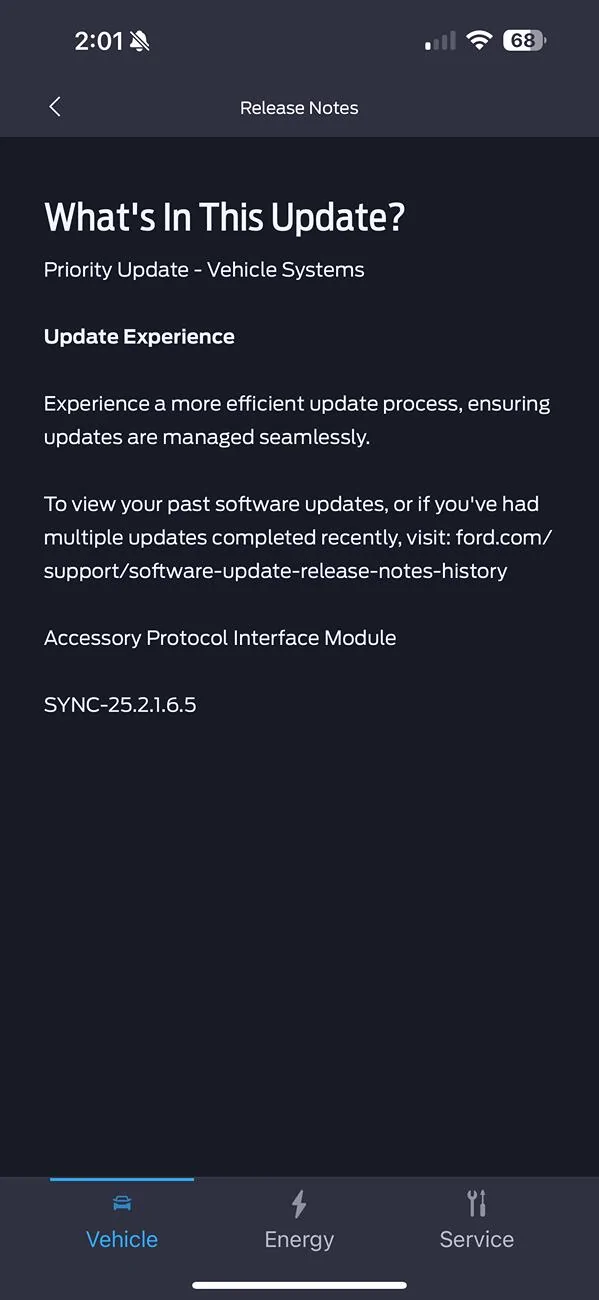 Ford Mustang Mach-E OTA Update:  SYNC-25.2.1.6.5 IMG_7912