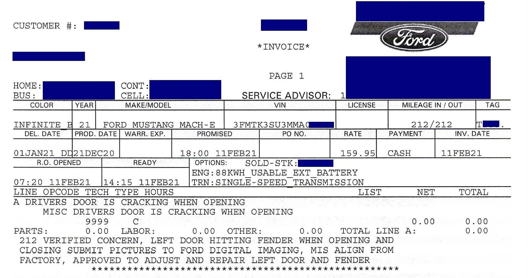 Ford Mustang Mach-E Driver's Door Misalignment Driver's Door Misalignment2