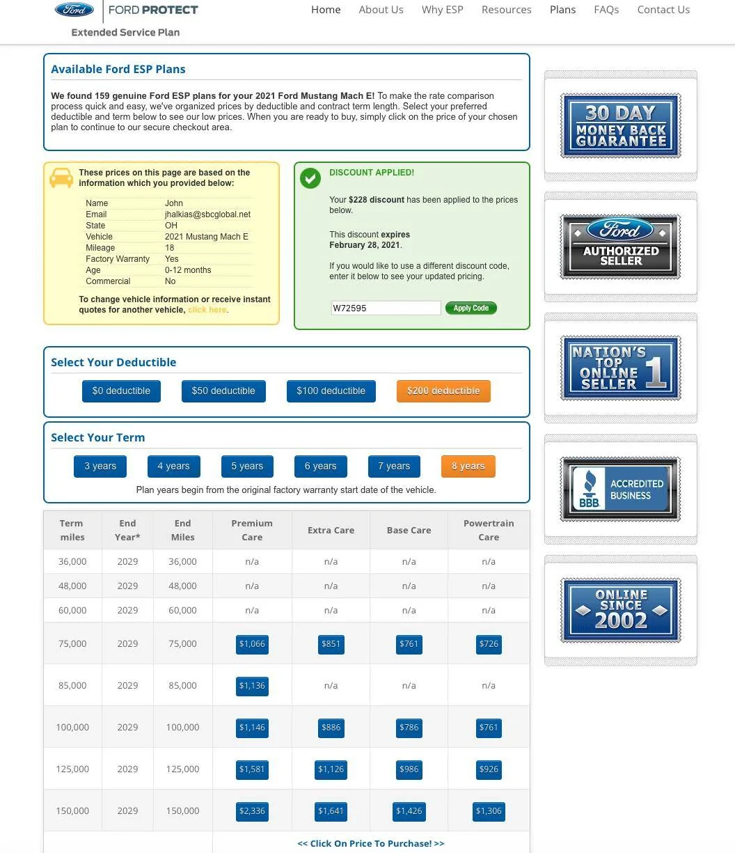 Ford Mustang Mach-E extended warranty??...worth it?? Screen Shot 2021-02-12 at 11.13.19 AM