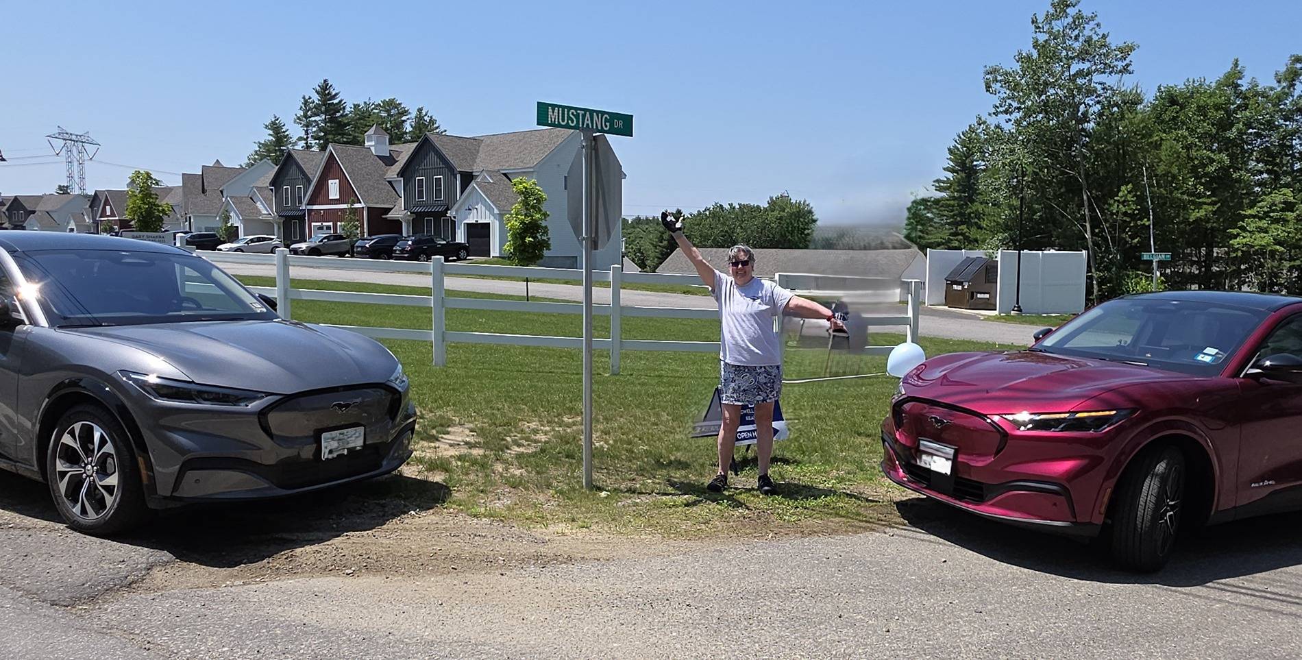 Ford Mustang Mach-E Our Mustang Mach-E's and a Street Sign mustangx3