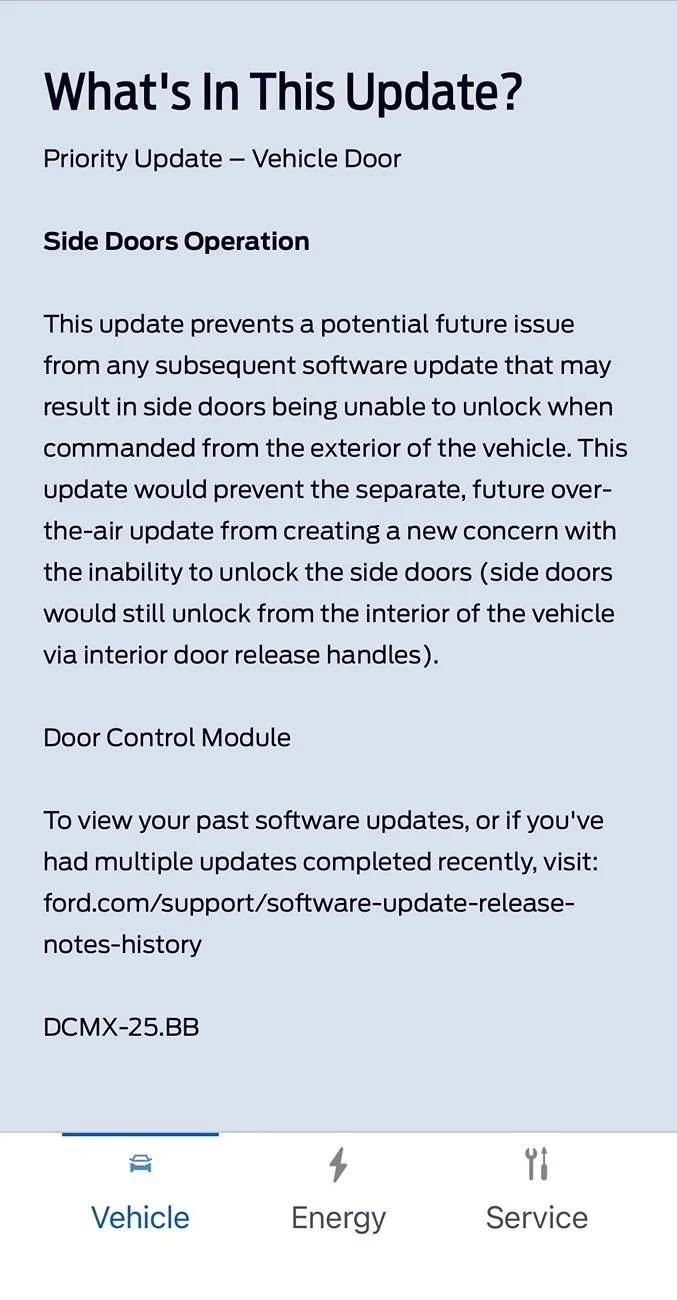 Ford Mustang Mach-E Priority Door Update Pushed to my Car OTA IMG_0020