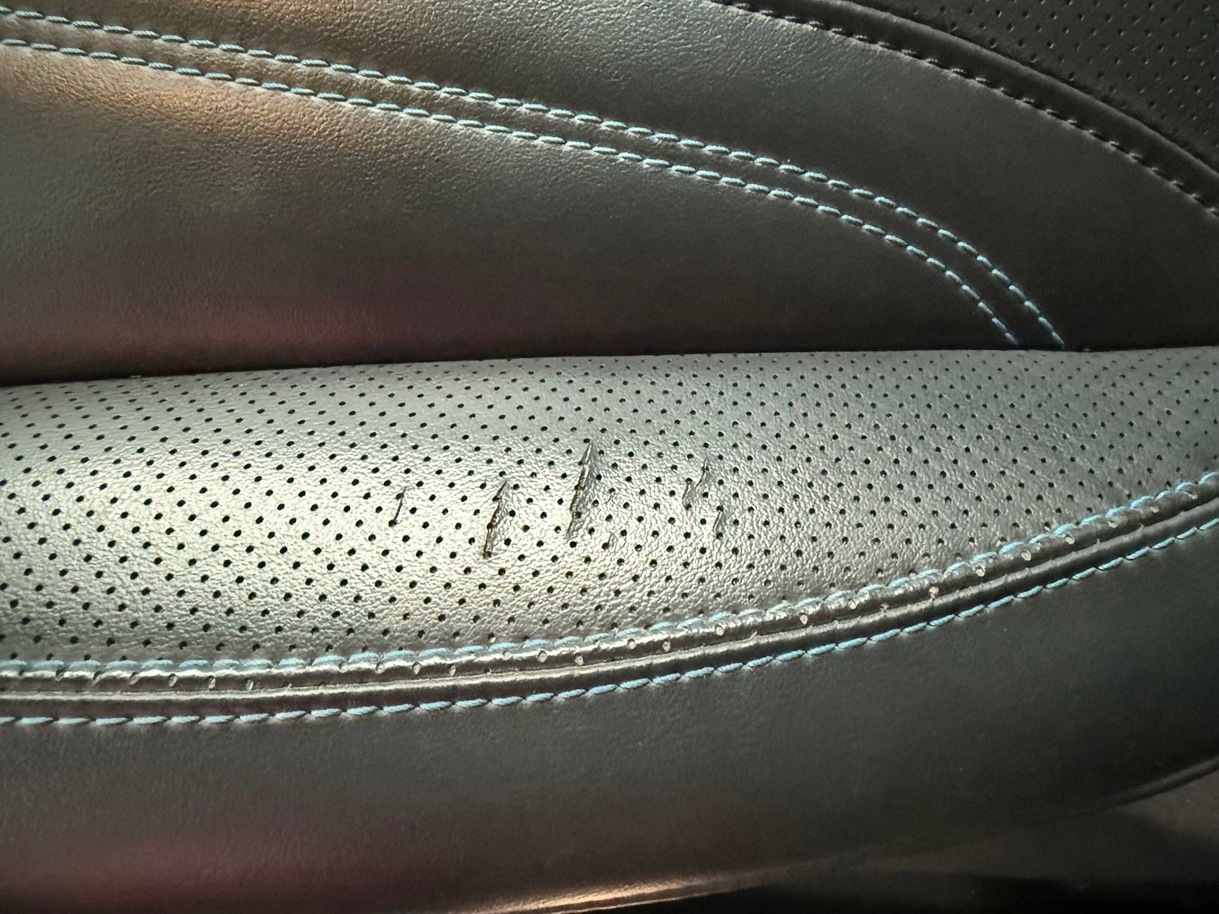 Ford Mustang Mach-E Drivers Seat Tears in 2022 Premium IMG_2831
