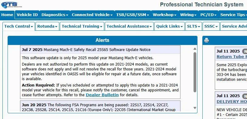 Ford Mustang Mach-E Mustang Mach-E 12V Software Recall FAQ Alerts