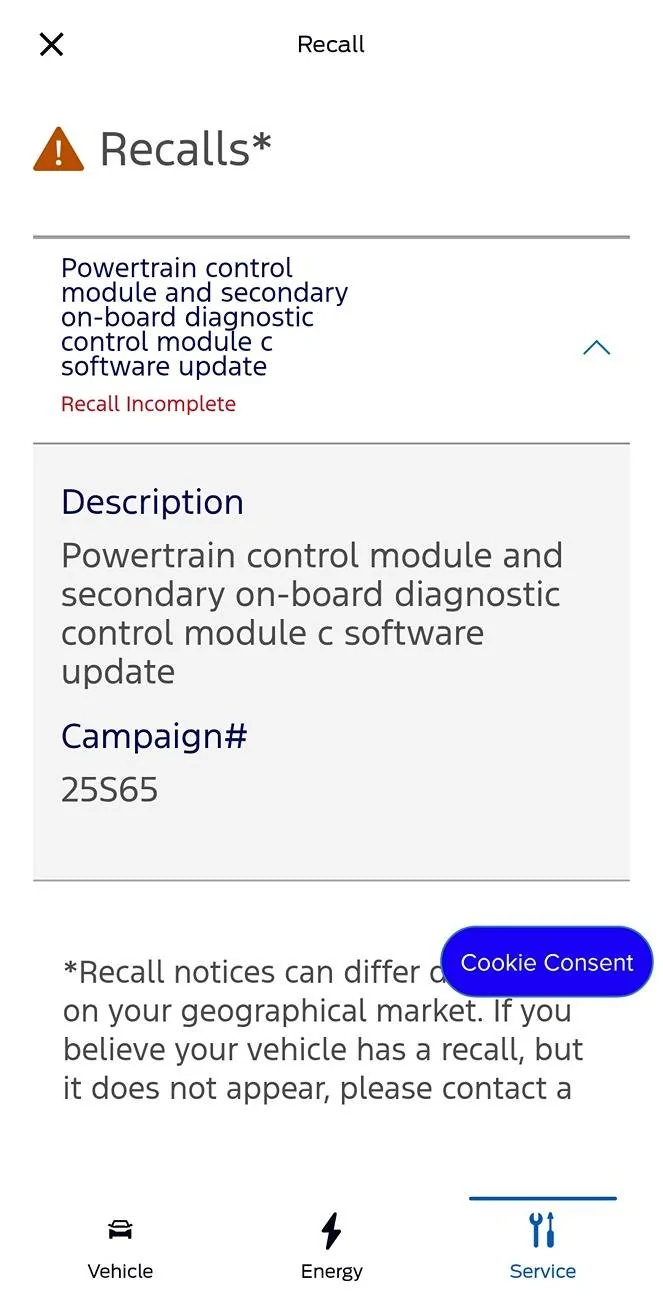 Ford Mustang Mach-E Recall 25S65? Screenshot_20250714_113700_FordPass