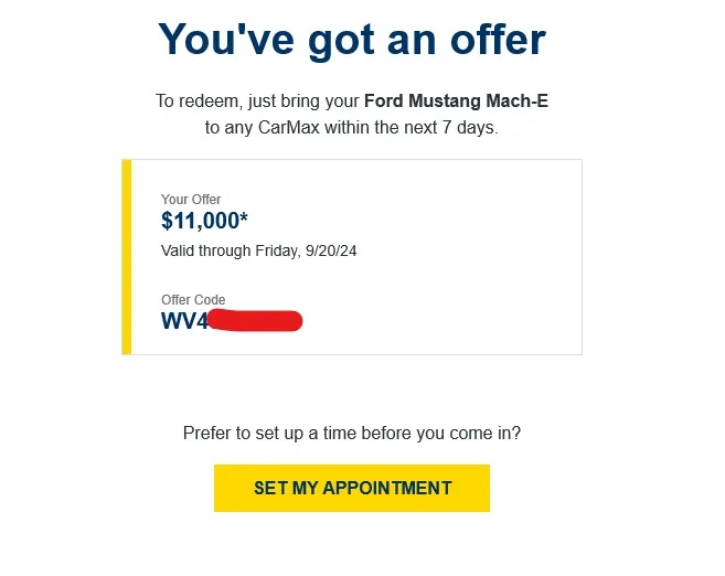 Ford Mustang Mach-E 2023 CR1 Totally Disabled and No rental assistance carmax trade in valu
