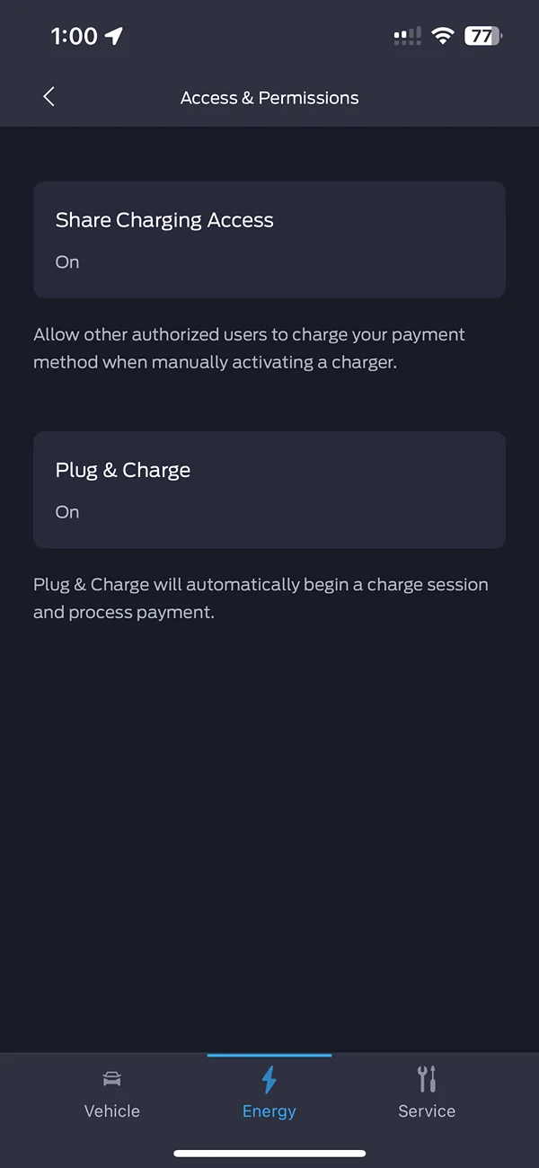 Ford Mustang Mach-E Plug & Charge - FordPass iOS update 5.25.0 IMG_2544