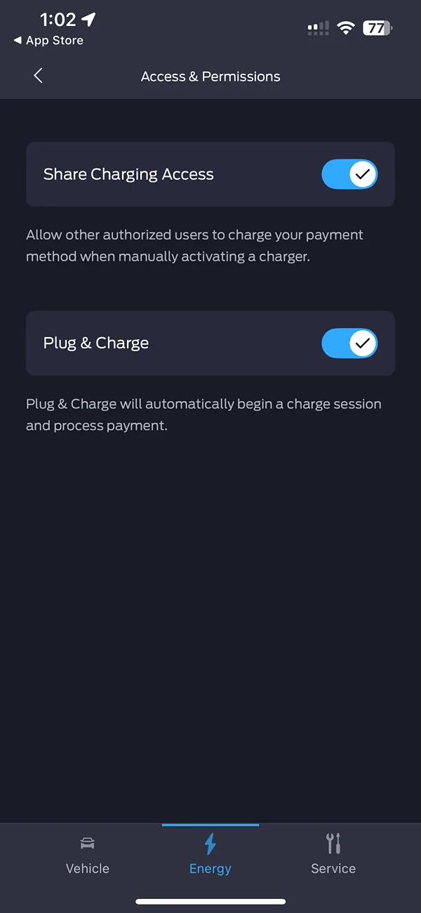 Ford Mustang Mach-E Plug & Charge - FordPass iOS update 5.25.0 IMG_2545
