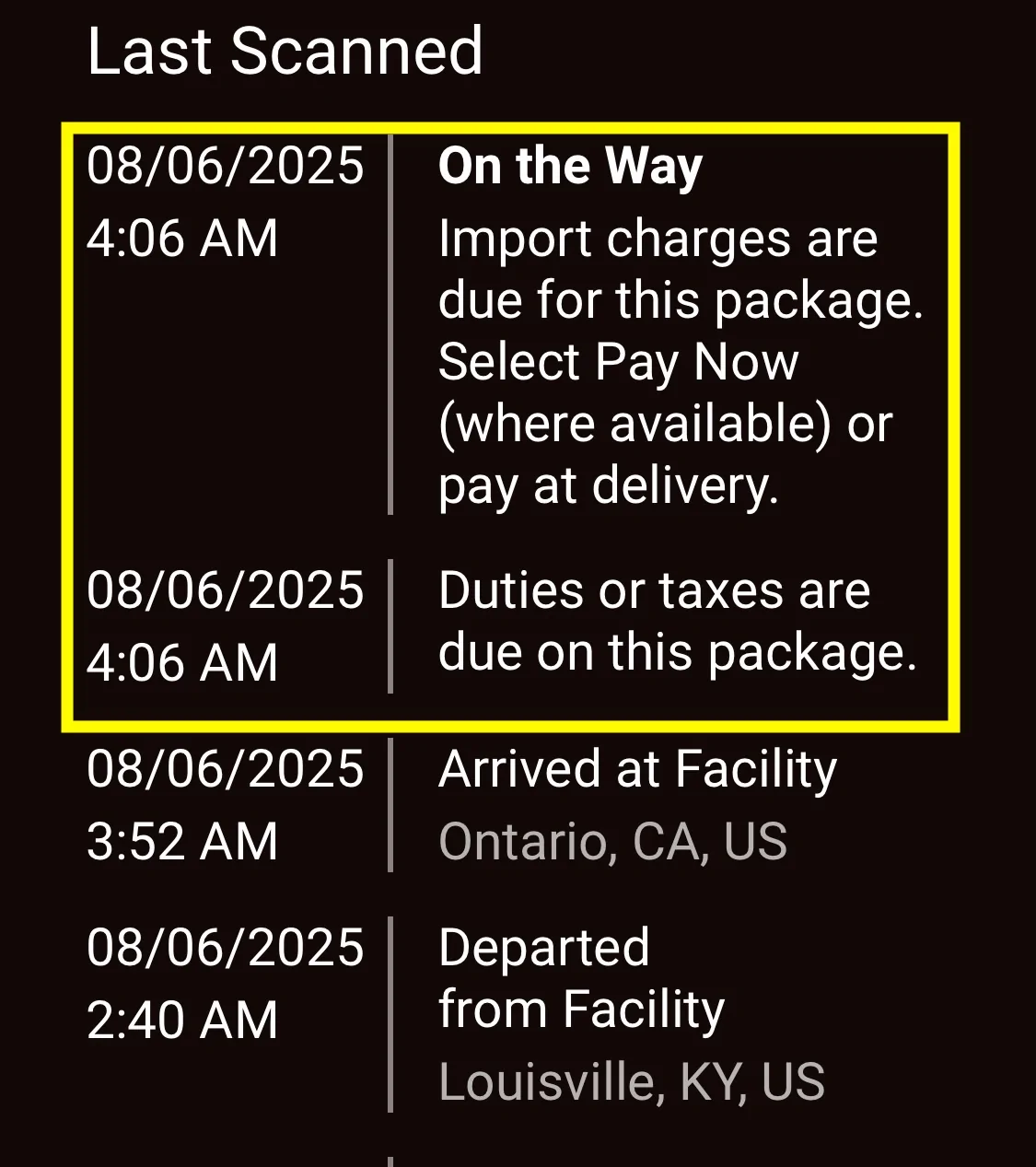 Ford Mustang Mach-E RESOLVED: A2Z extension cord paid $137 but now notified I owe $183 customs & duties due upon delivery ??? Screenshot 2025-08-06 at 7.13.54 AM
