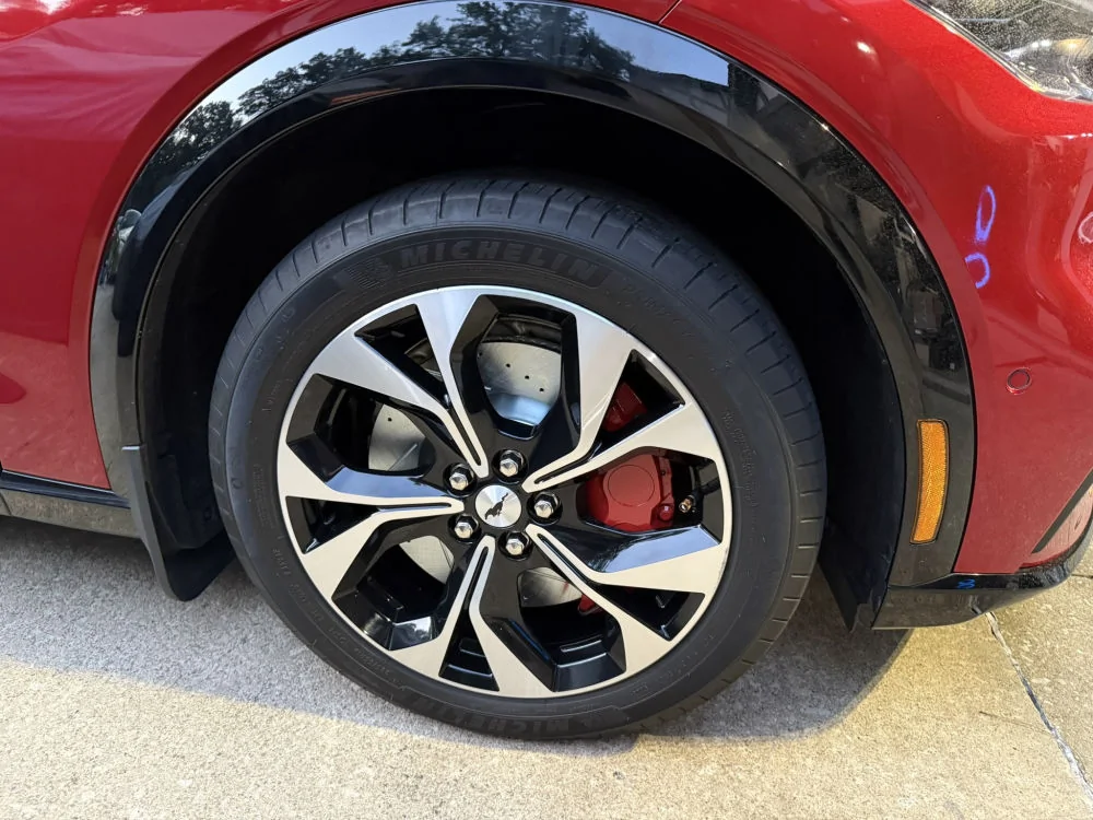 Ford Mustang Mach-E Changing brakes and rotors on my 2023 Premium AWD with PowerStop K8805 brake kit from RockAuto 2023 Mustang Mach E PowerStop drilled and slotted 8-10-2025s
