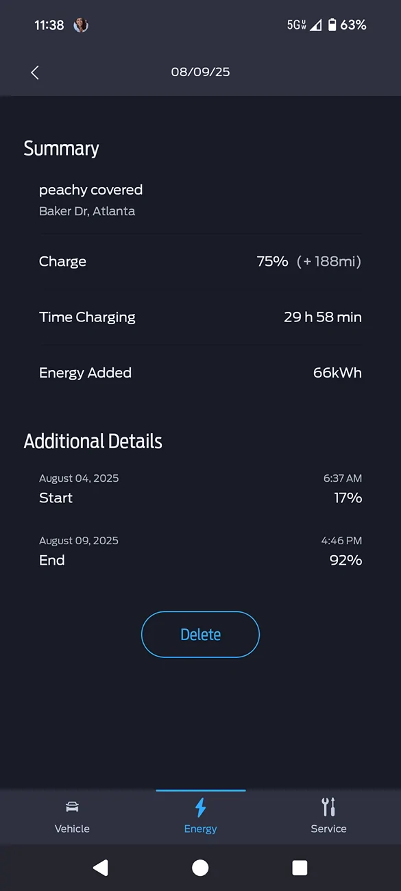 Ford Mustang Mach-E 12v oopsie…. Left car plugged into an EVSE that was itself unplugged Screenshot_20250814-113824